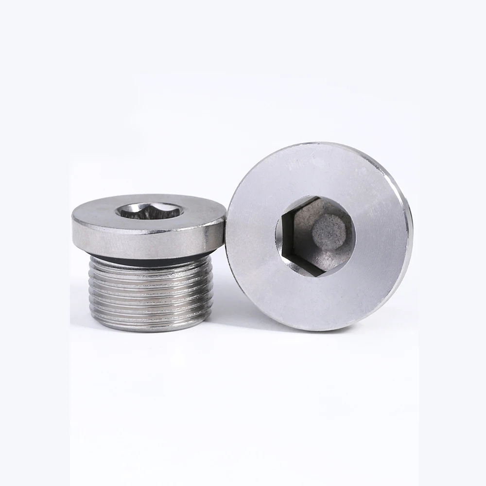 304 Stainless Steel Hexagonal Socket Without ED Ring Sealing Plug Oil Pipe Plug Plug Metric M8M10M12M14M16M18M20-M48