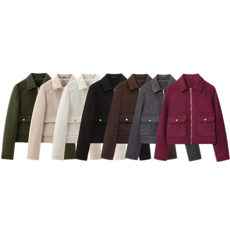 Autunno 2024 Cappotto Jaet morbido da donna Design con cerniera decorato Versatile caldo vestibilità ampia da donna Faion ort Capispalla