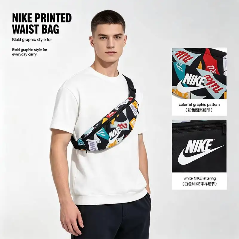 New Nike Unisex For Men Women, Outdoor Crossbody Sports And Leisure Cycling Waist Bag, Fashionable Shoulder Bag  HJ8368-010