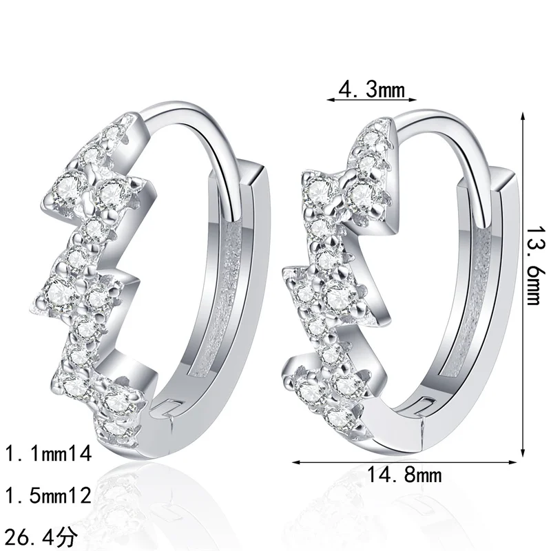 

ZFSILVER Classic Fashion 925 Silver Trendy White Moissanite Wave Earring For Charm Women's Jewelry Accessory Party Gift AZ1365-E