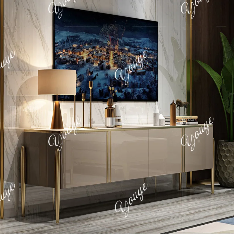 

American light luxury style TV cabinet coffee table combination simple modern solid wood living room high-end TV floor cabinet