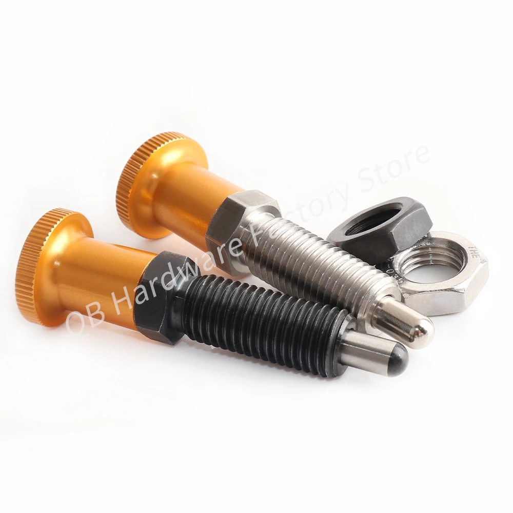 1Pc Thread M8-M16 QB212 Quick Release Pin Bolt Ball Head Quick Lock Pin Plug with Gold Knob Handle Pull Stainless Steel PIN