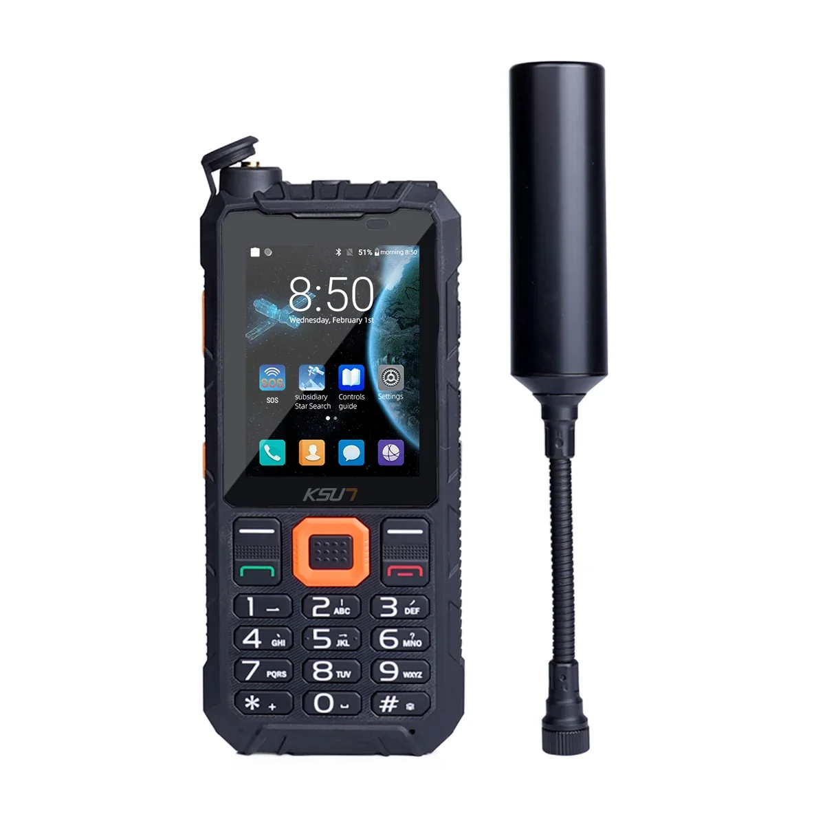 

KSUT 1100TD IP68 GPS Beidou GLONASS Galileo Positioning Mobile Phone Outdoor Exploration SOS Tiantong Satellite Smart Phone