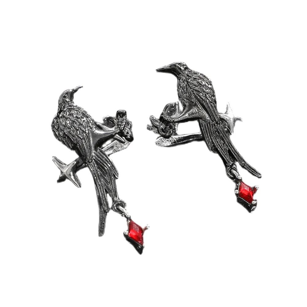 الغراب الأذن الكفة لا ثقب الأسود الغراب العظام هالوين الظلام القوطية شخصية فريدة من نوعها حلوة كول كليب الأقراط #5