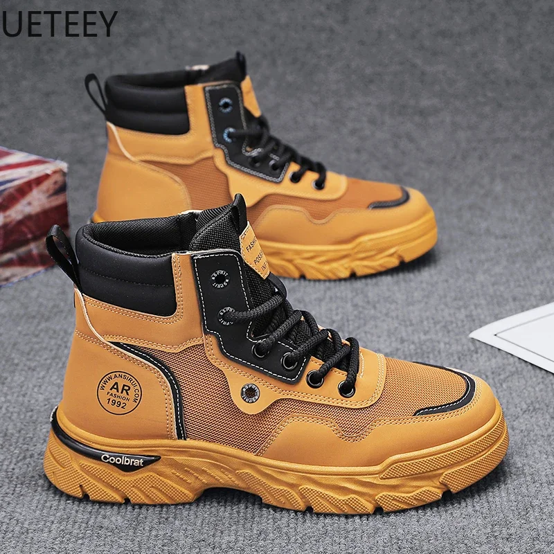 New Men's Boots Motorcyclist Boots Safety Shoe Man Anti-slip Soft Comfortable Popular Model Hard-wearing Explosive Style UETEEY