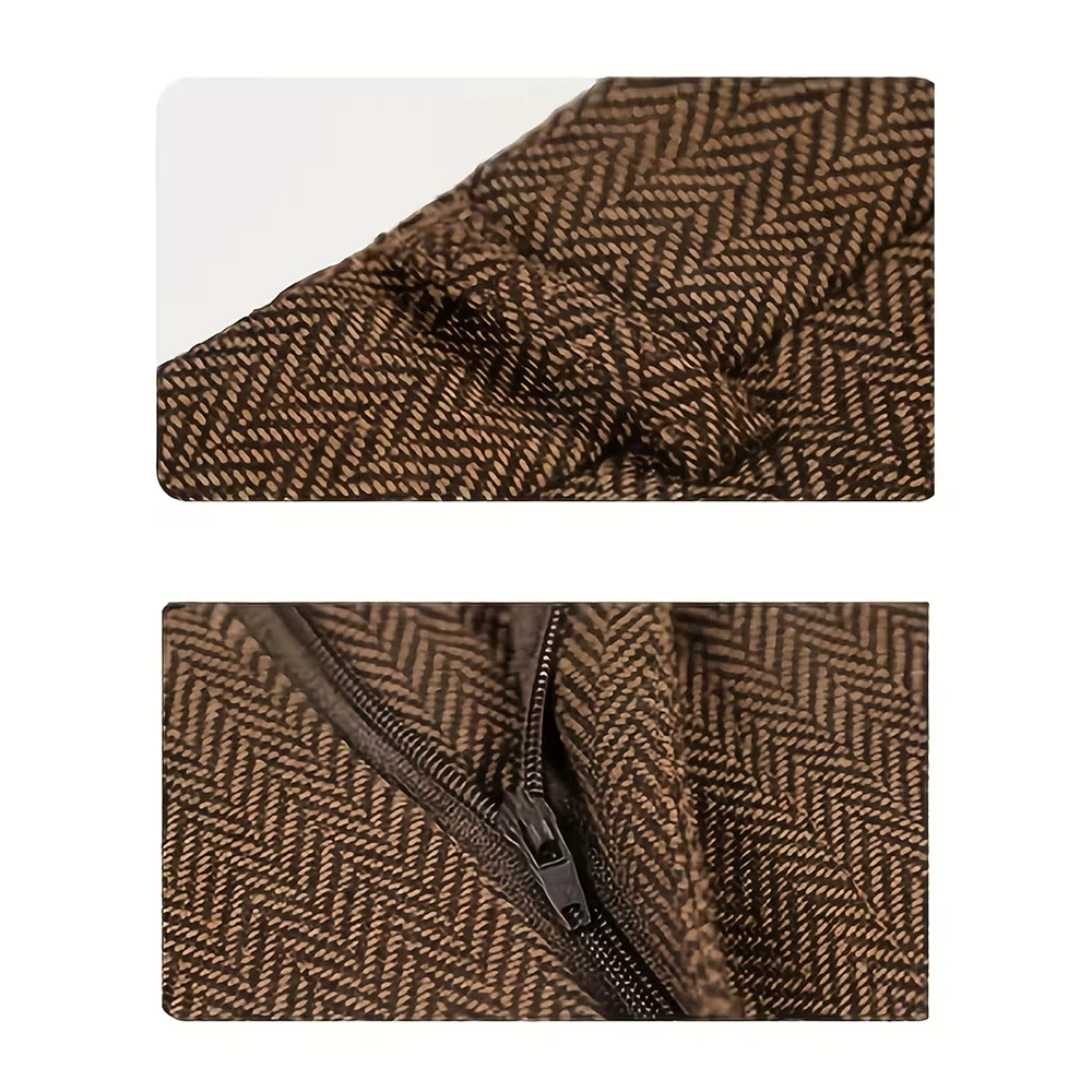 أنيقة براون الرجال الدعاوى 3 قطع سترة سترة بانت مجموعات عالية الجودة واحدة الصدر الشق التلبيب الذكور ملابس الأعمال الذكية #4