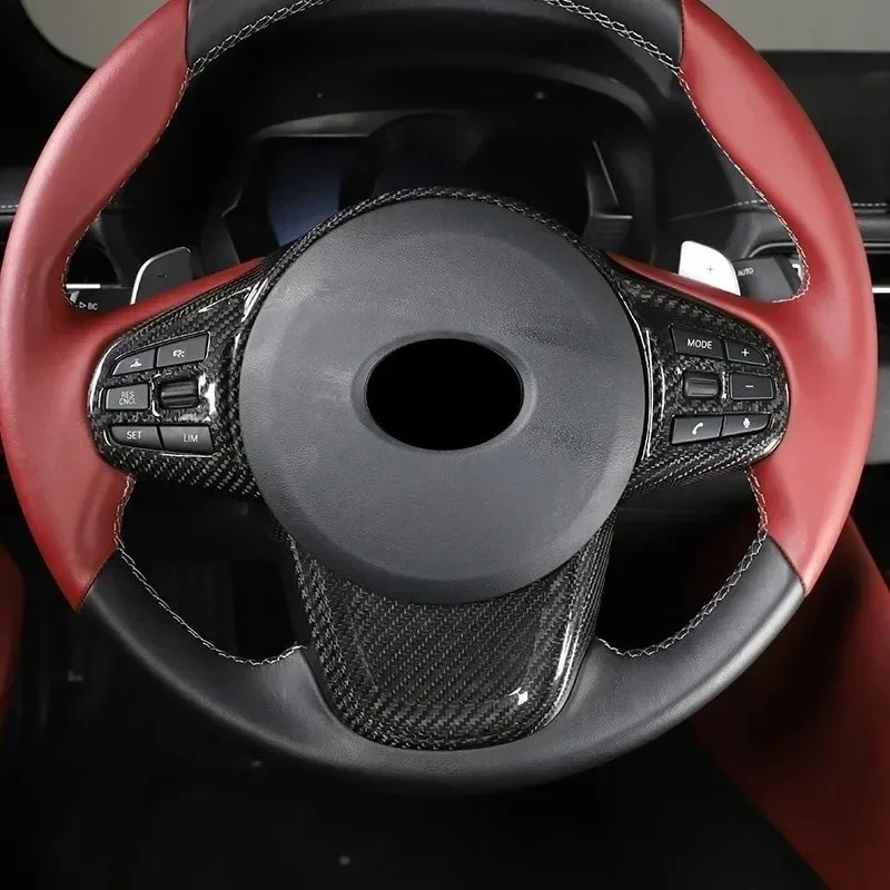 

Для Toyota GR Supra A90 A91 MK5 настоящее сухое углеродное волокно 19-2022 декоративная рамка на руль, наклейка, аксессуары для интерьера