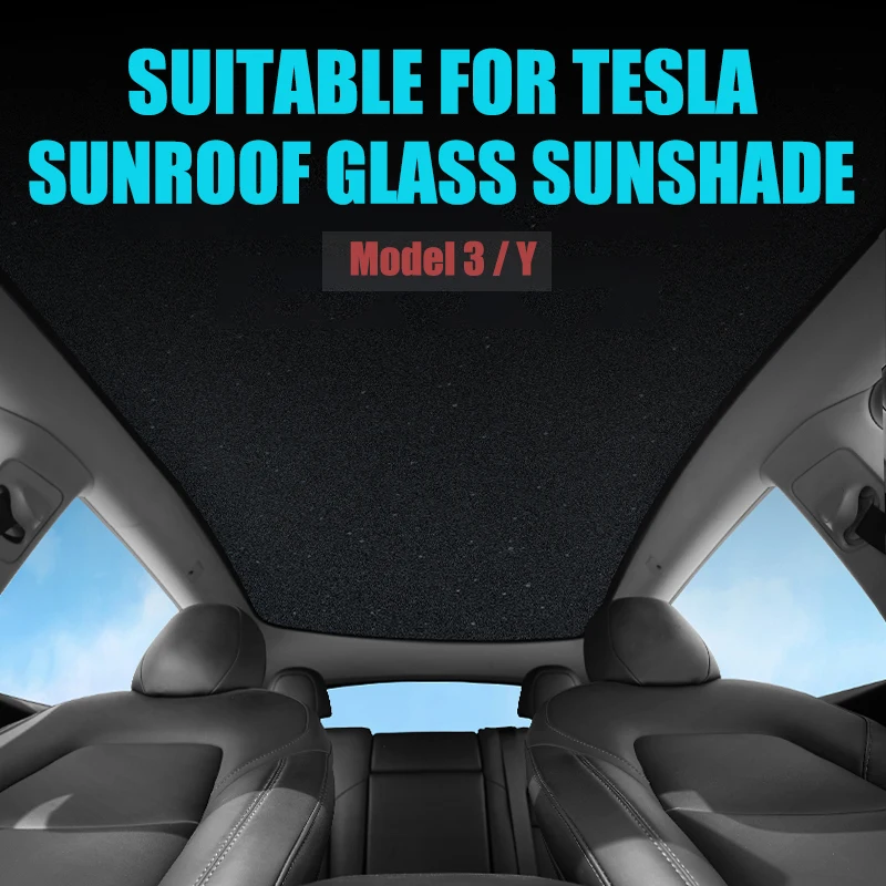 Refer To Tesla Model3/Y Sunroof Sunshade,Silver Coated Fabric,Anti Sunlight,Heat Insulation,UV Protection,Foldable Car Curtains