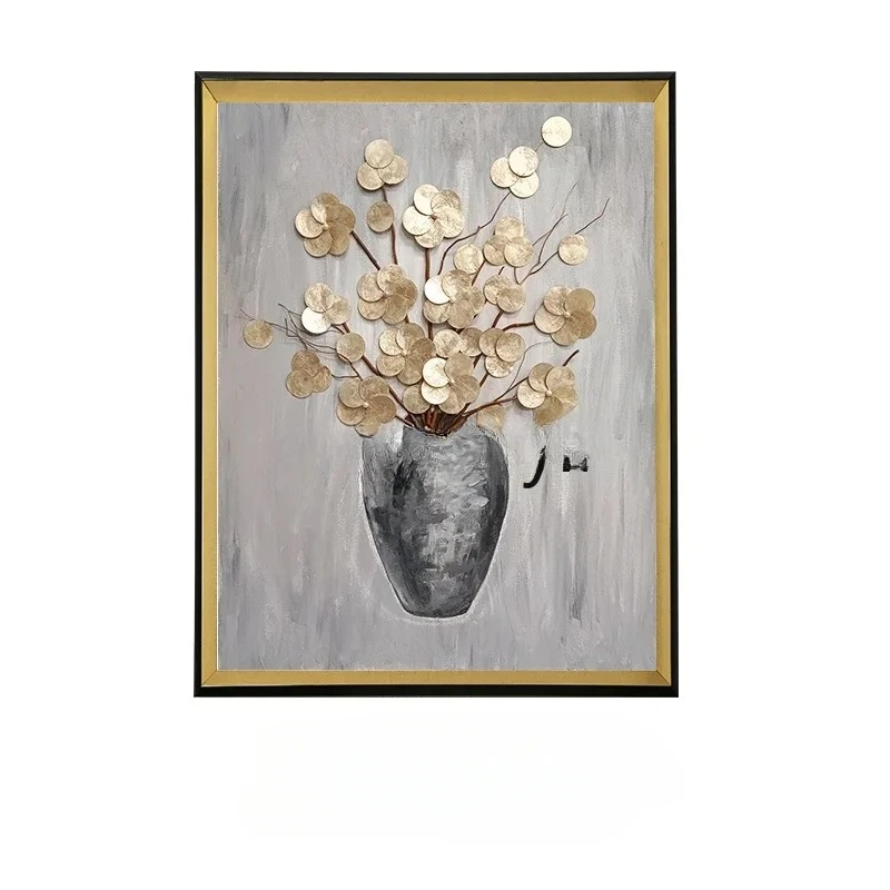 A  Wabi-sabi Wind Shell Decorative Painting Living Room Retro Hand-painted Art Oil Painting High Sense