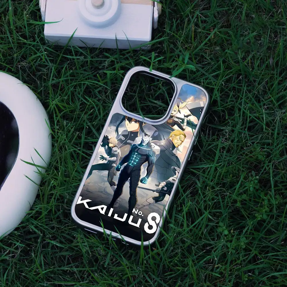 K-Kaiju Anime No. 8 Phone Case For iPhone 17 16 15 14 13 12 Pro Max Plus HD Metal Frame Carbon Fiber Hard Shell