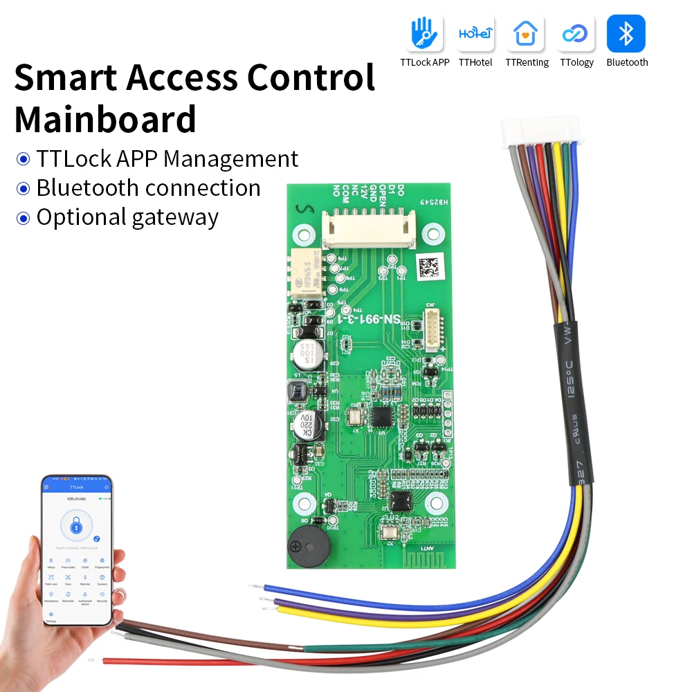 

TTLock Mainboard Interface Reference for Electric Lock Wiegand Reader and Exit Switch with Detailed Wire Color to Signal Mapping
