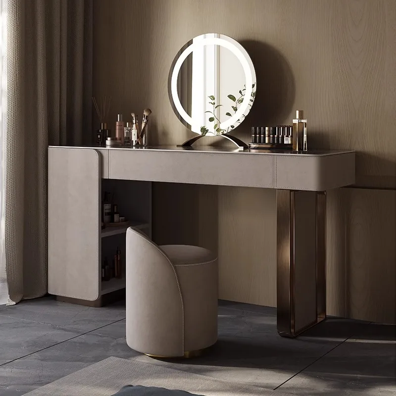 

Storage cabinet bedroom Dressing table designer rock panel makeup mirror vanity table wooden hairstyle penteadeira furniture
