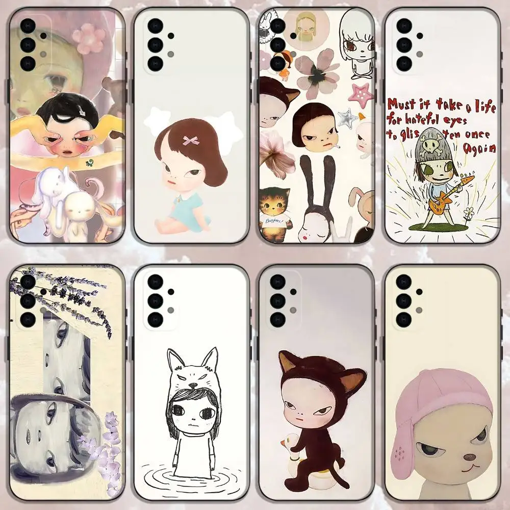 

Y-Yoshitomo Nara Big-headed girl Phone Case For Samsung Galaxy A73,31,32,72,41,53,52,71,22,5G,Note,J7,8,9 Soft Black Cover