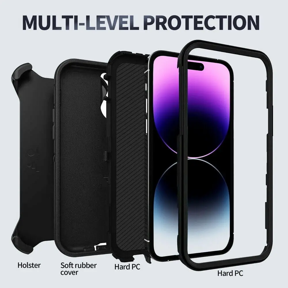 Heavy Duty Defender Case +Belt Clip Holster For iPhone 16 Pro Max 15 14 13 12 11 XR XS Max SE2 Armor Phone Cases Cover