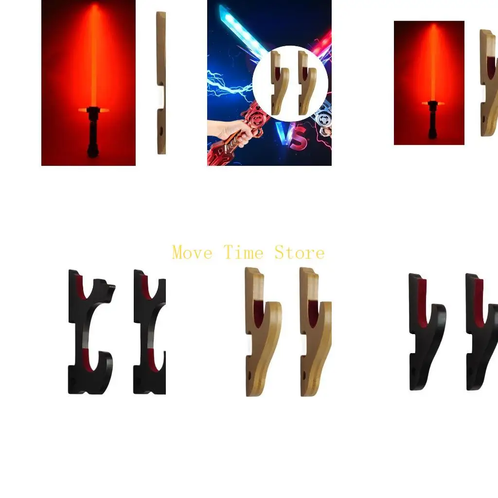 

92ME Современная горизонтальная настенная стойка для световых мечей, регулируемый деревянный держатель для мечей для коллекций и