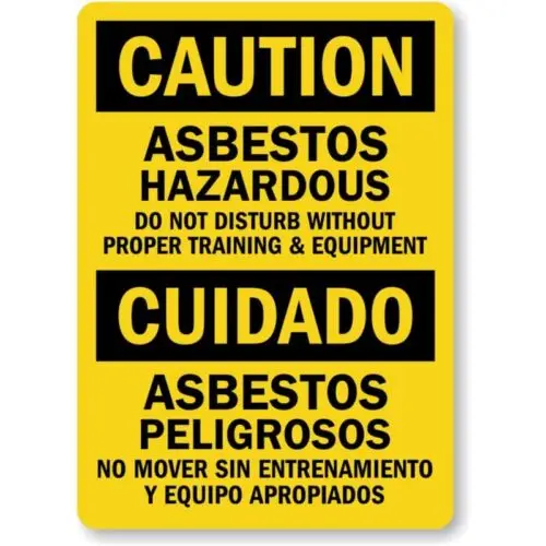 （2D Tin painting）Bilingual Asbestos Hazardous Caution Aluminum Weatherproof  Sign-Aluminum