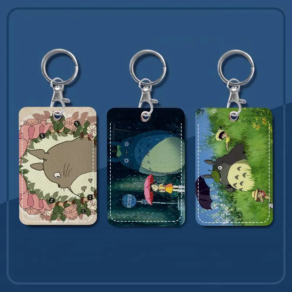Lindo Porta Tarjetas de Acceso de PU Estilo Totoro con Llavero - Protección Ejecutiva para Tarjetas Bancarias, Tarjetas de Metro y Autobús