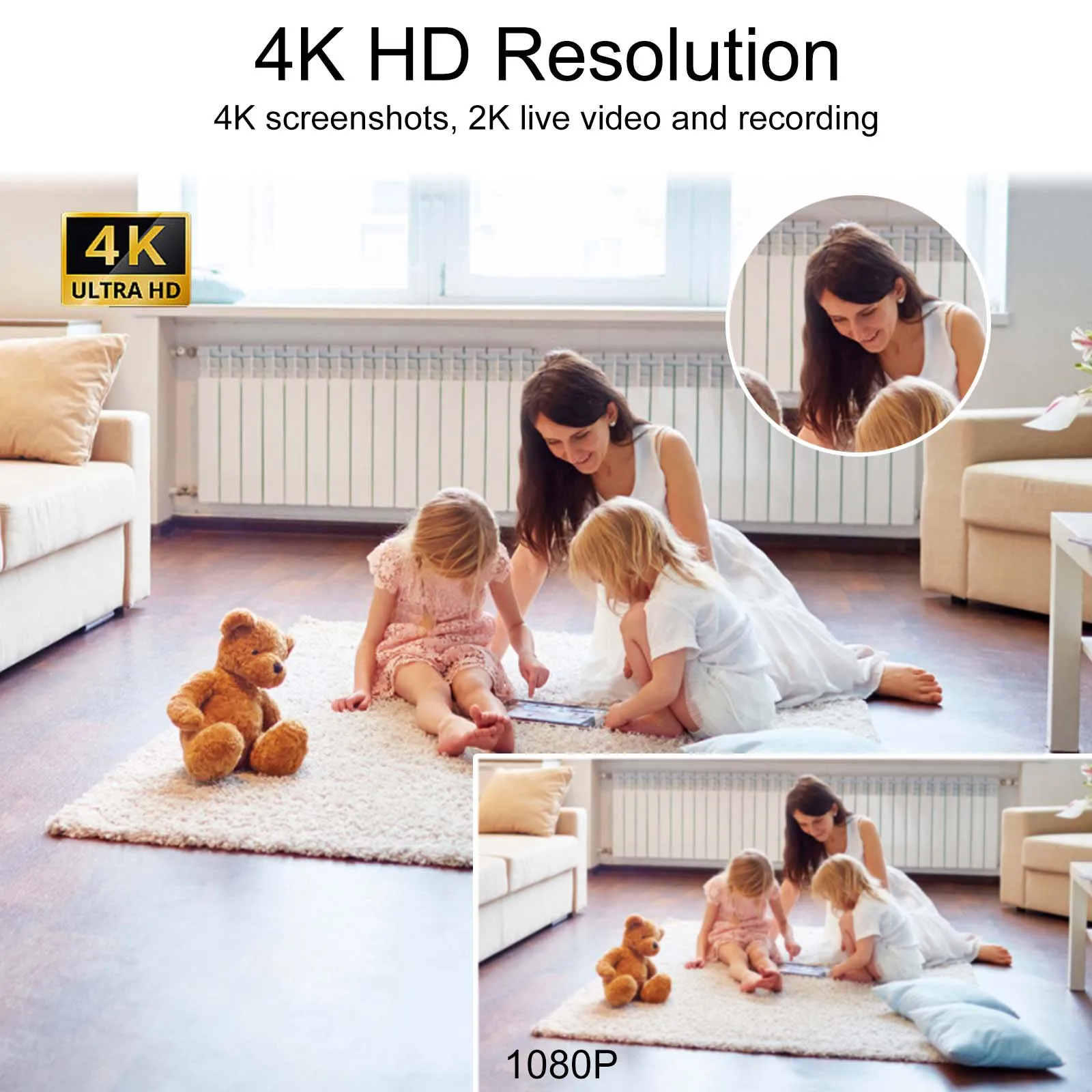 4K HD Clock Camera with Motion Detection, Night Vision, Remote Viewing, Recording, Onvif, App - Home and Office Surveillance