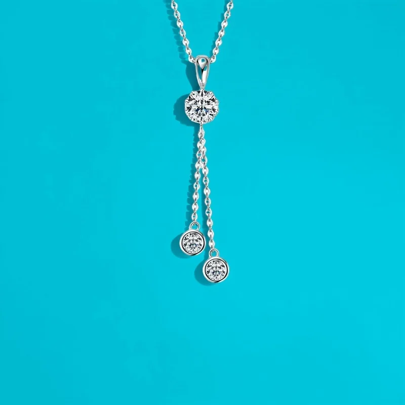 

Niche S925 Silver 18K Gold Plated Fringe Pendant Moissanite Necklace High-End Personalized Jewelry Women GBA Certified Gift Box