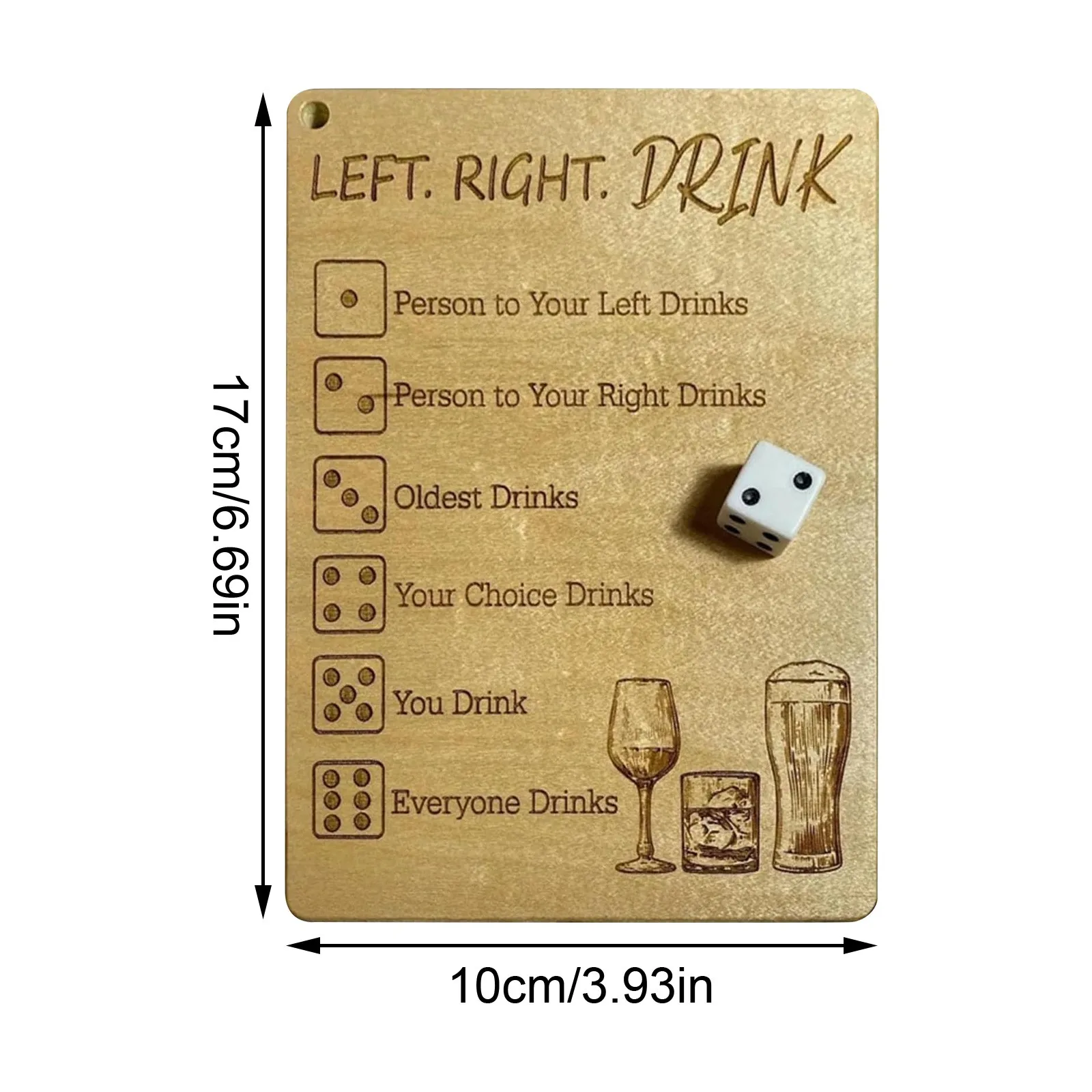 Paar Spel Houten Links Rechts Drinken Spel Vierkant Met Dobbelstenen Volwassen Drinkspel Grappige Dobbelstenen Dienblad Party Games