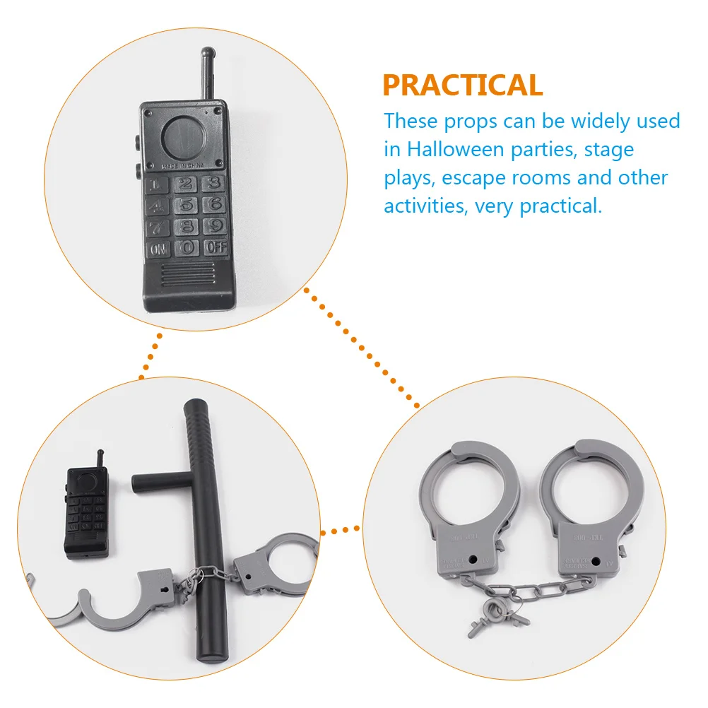 2 ชุดอุปกรณ์ประกอบฉากฮาโลวีนตํารวจเด็กตํารวจคอสเพลย์ชุดเครื่องแต่งกายปลอมสําหรับโทรศัพท์ Spontoon