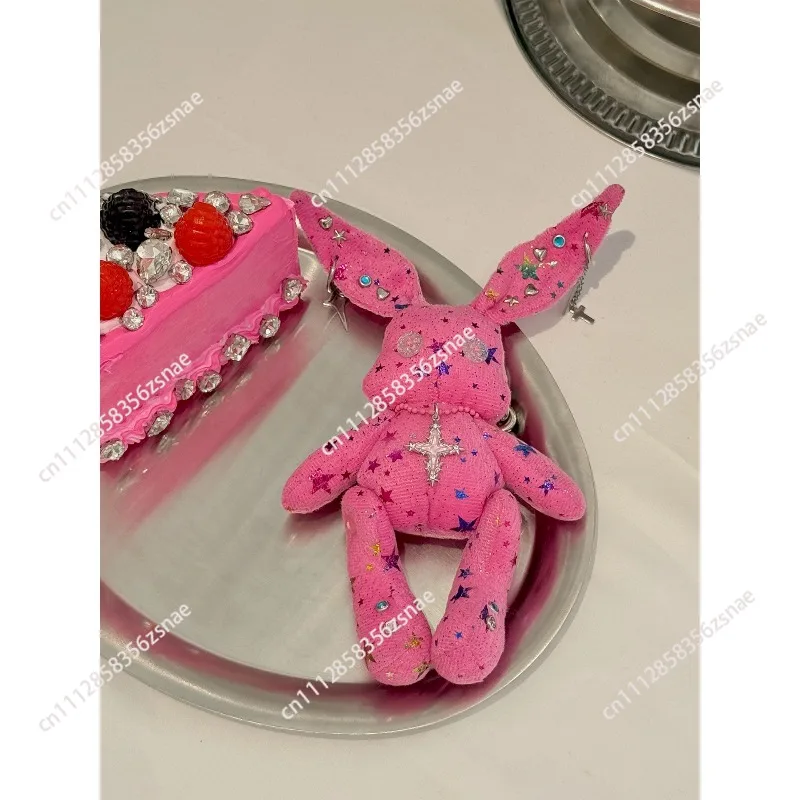 Neon Riveting Rabbit Series/Original Y2K Plush Doll Millennium Handmade Tide Play Pendant