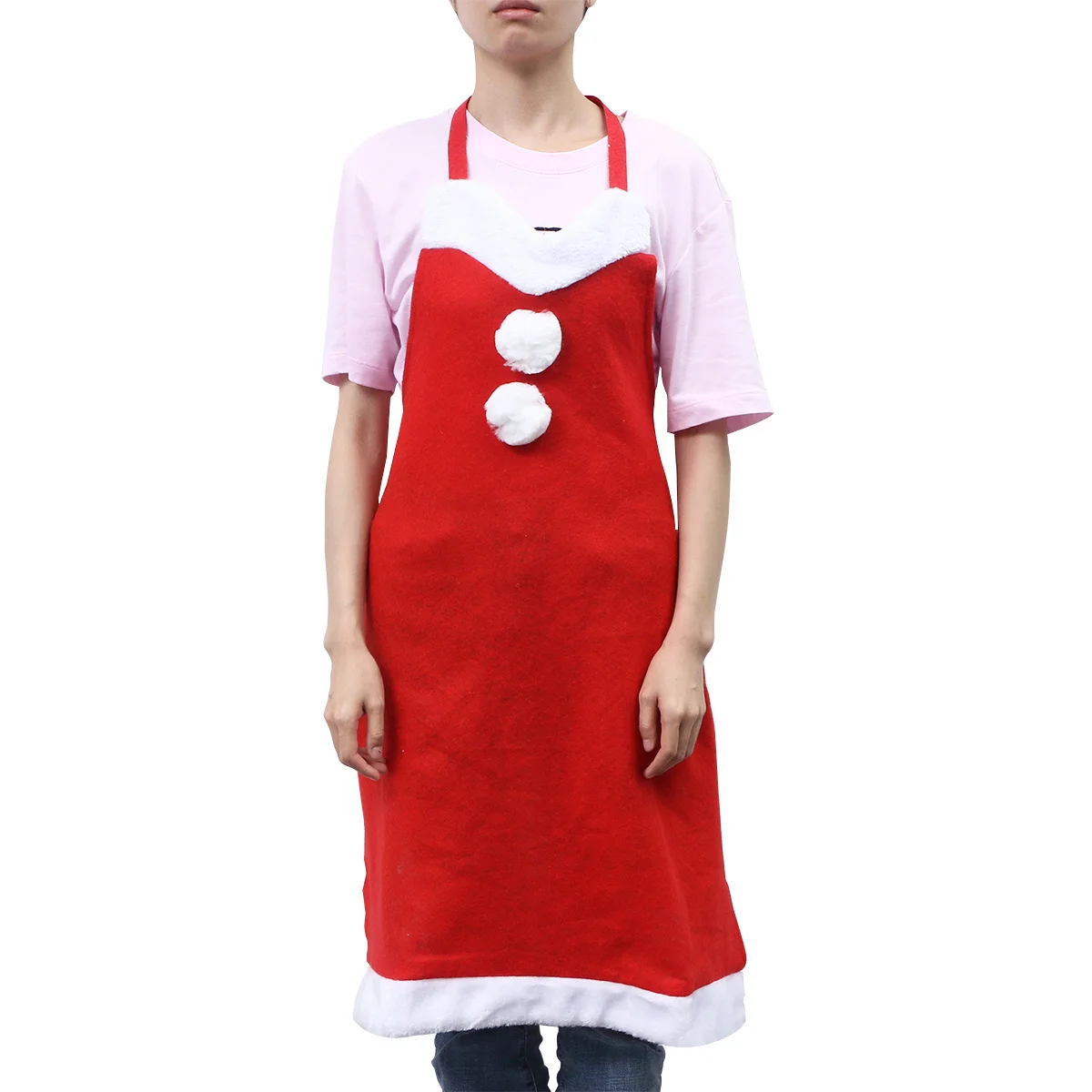 

Holiday Christmas Apron Red White Style Kitchen Baking Cooking Party Decoration Festive Wearable Prop for Home Restaurant Hotel