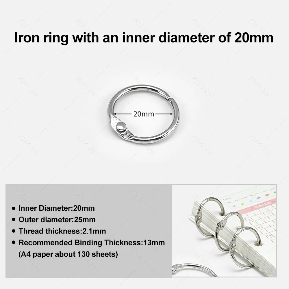 20mm Metal Binder Rings DIY Albums Loose-leaf Book Hoops Office Binding Supplie Photo Album Circle Keychain Notebook Scrapbook