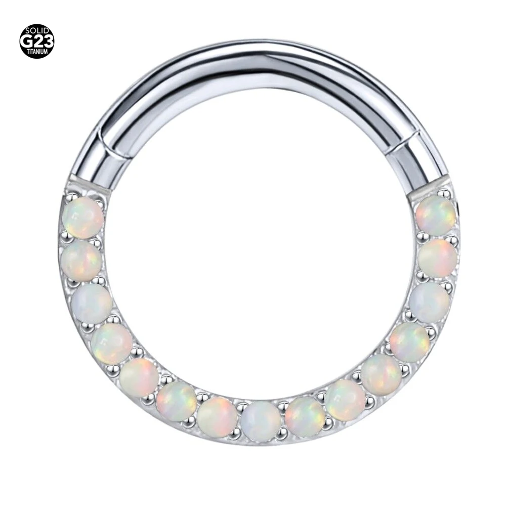 New Titanium Septum Piercing Nose Ring 8-10mm Opal Hinged Segment Clicker Ear Cartilage Earrings Helix Lip Piercing Body Jewelry