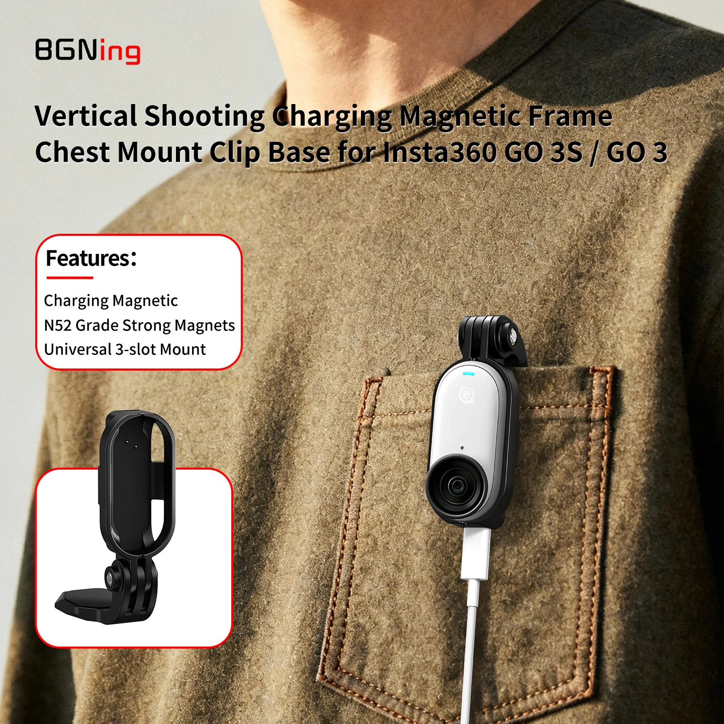 Action Kamera Halterung POV Brust Hut Clip für Insta360 Go3S Rahmen Feste Magnetische Quick Release für Go Ultra für DJI GoPro Halterung – Detail 7