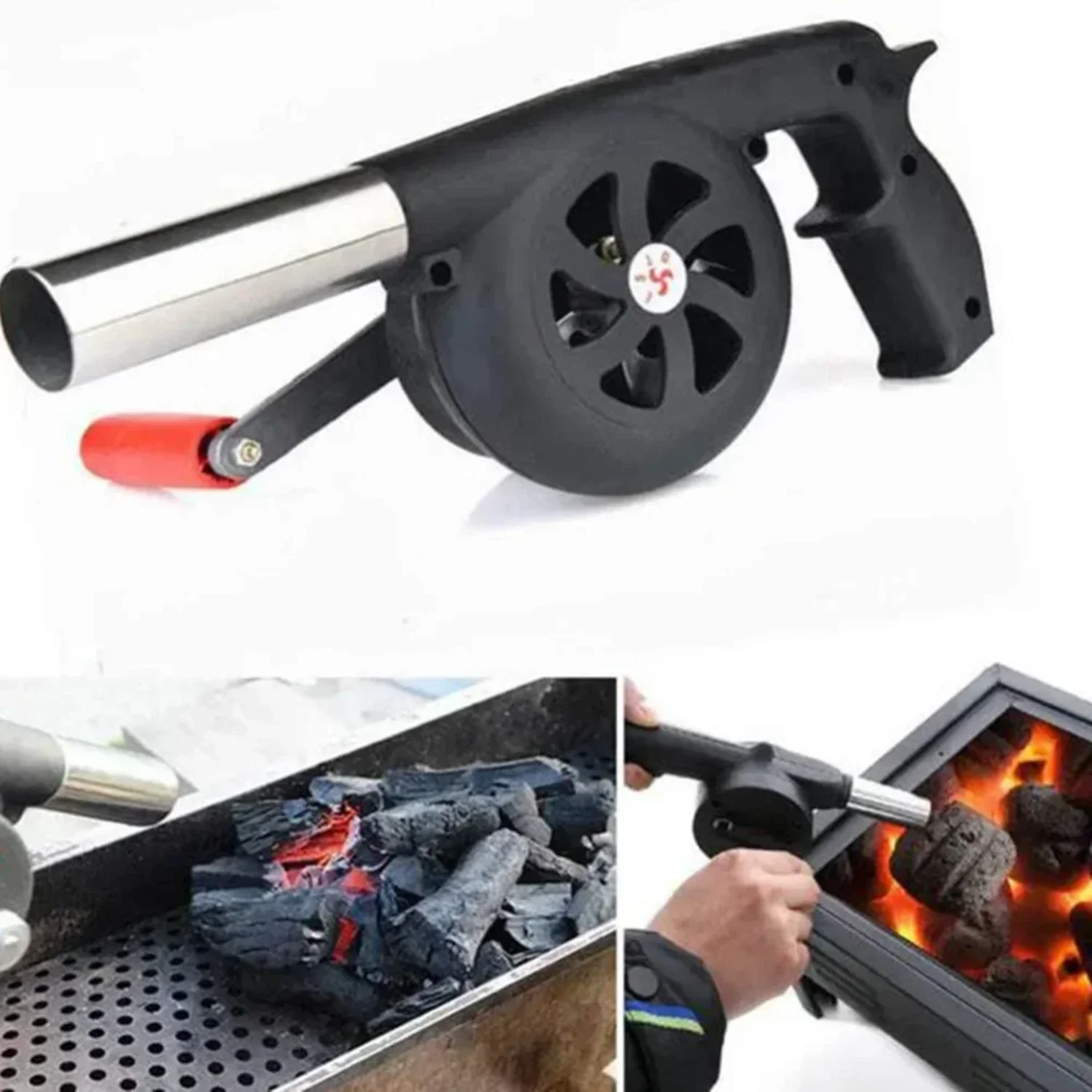 Portable Hand Crank Fan Air Blower Manual BBQ Grill Fire Starter Flame Exciter Cooking Tool  Barbecue Picnic Camping BBQ Tool