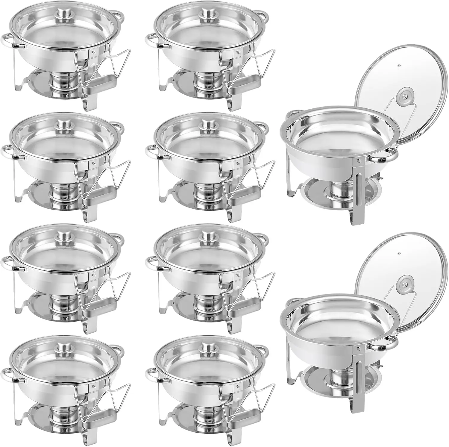 Chafing Dish Buffet Set 5 QT Stainless Steel Chafing Dishes Round Buffet Food Warmer Chafers Set for Parties Catering Event