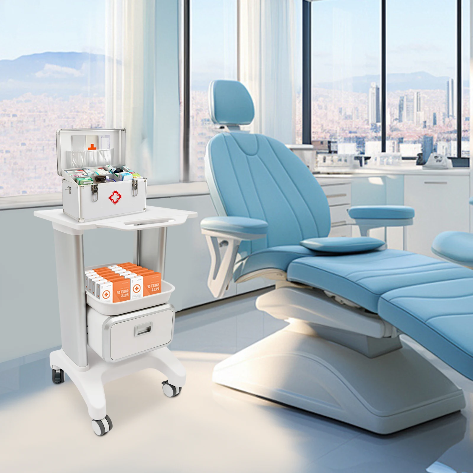 Medizinischer Rollwagen mit Rädern Mobiler Wagen für Kosmetikinstrumente 100kg Tragkraft Rollender Werkzeugwagen für Krankenhäuser/Spas/Kliniken – Detail 6