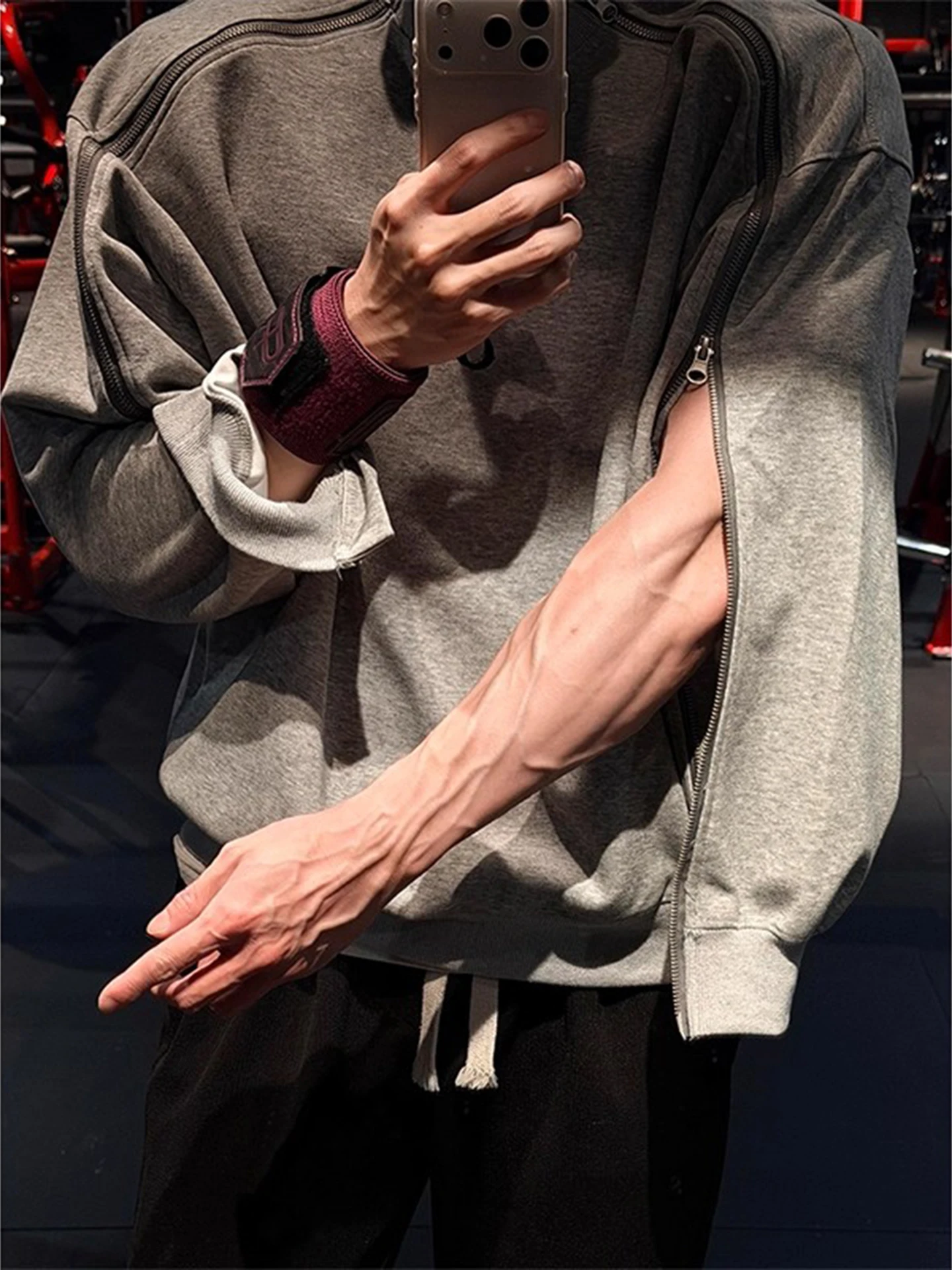 

Heavyweight Zipper round Ne Long Sve Men's Sweatirt Autumn Winter American Sle Inner Wear Base irt Casual Faion
