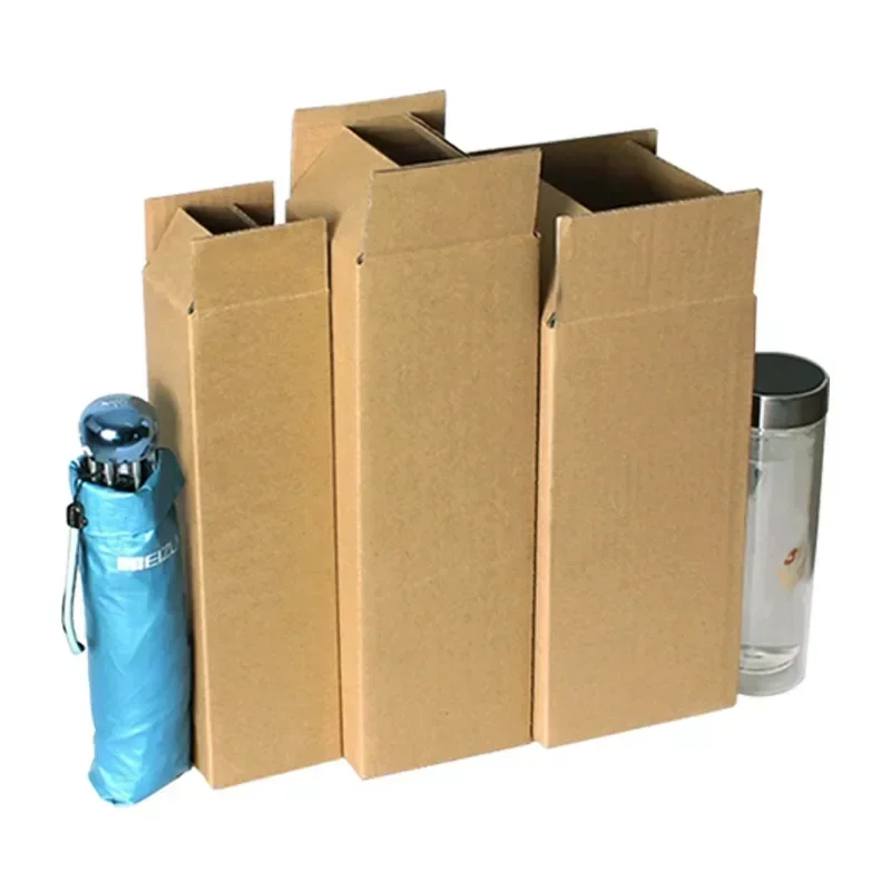 10pcs Corrugated Paper Long Strip Box Umbrella Water Cup Pacage Carton Rectangle Thickening Extremely Hard Express Packing Boxes