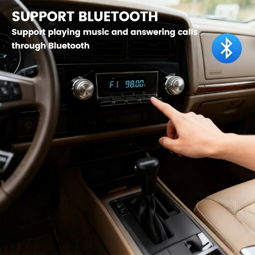 Imagen 2 del producto Reproductor multimedia retro, radio retro, reproductor BT de coche antiguo, puede adaptarse al antiguo Ford, Mercedes-Benz, etc., con USBAUX.