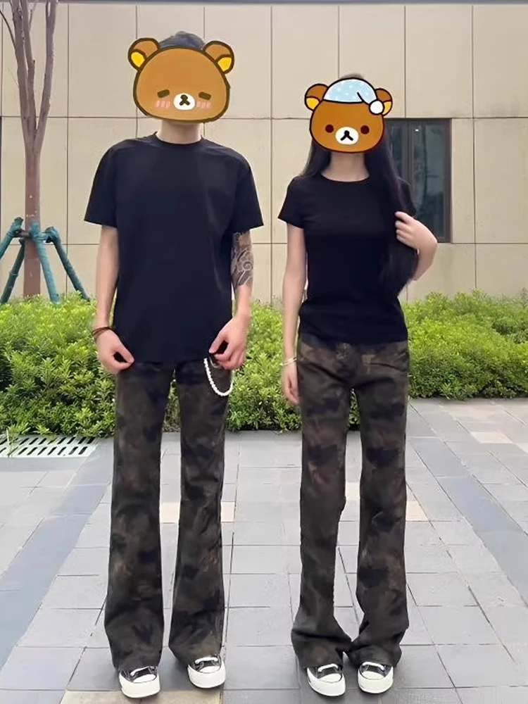 الأمريكية شارع العليا التمويه الجينز الرجال النساء مستقيم الساق عمال بنطلون سليم صالح Bootcut السراويل الخريف الربيع العصرية العلامة التجارية #1