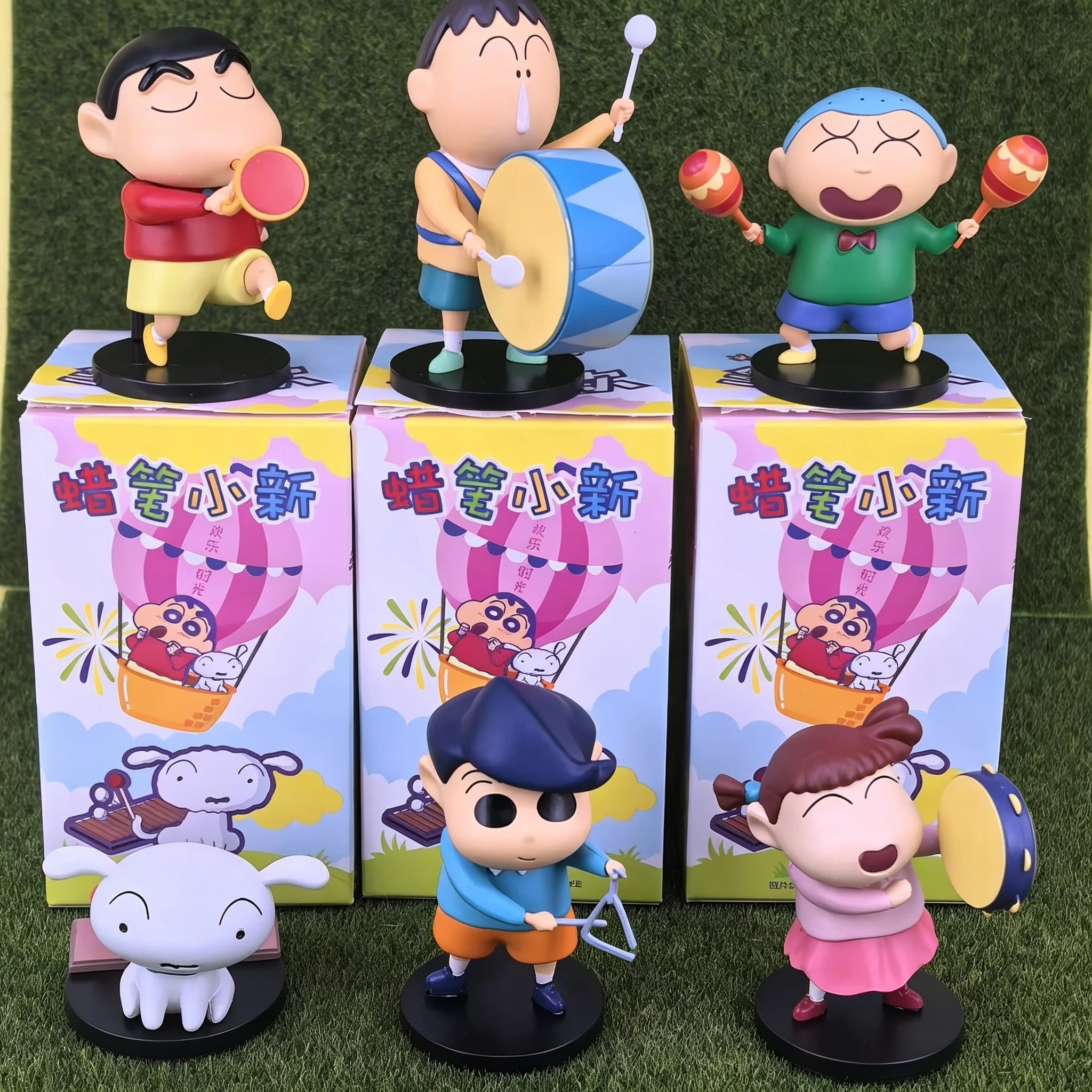 

52toys Crayon Shinchan Trendy Toy Band Stage Blind Box Mini Pvc Figure Statue Model Desktop Ornament 6 Styles Car Decor Gift