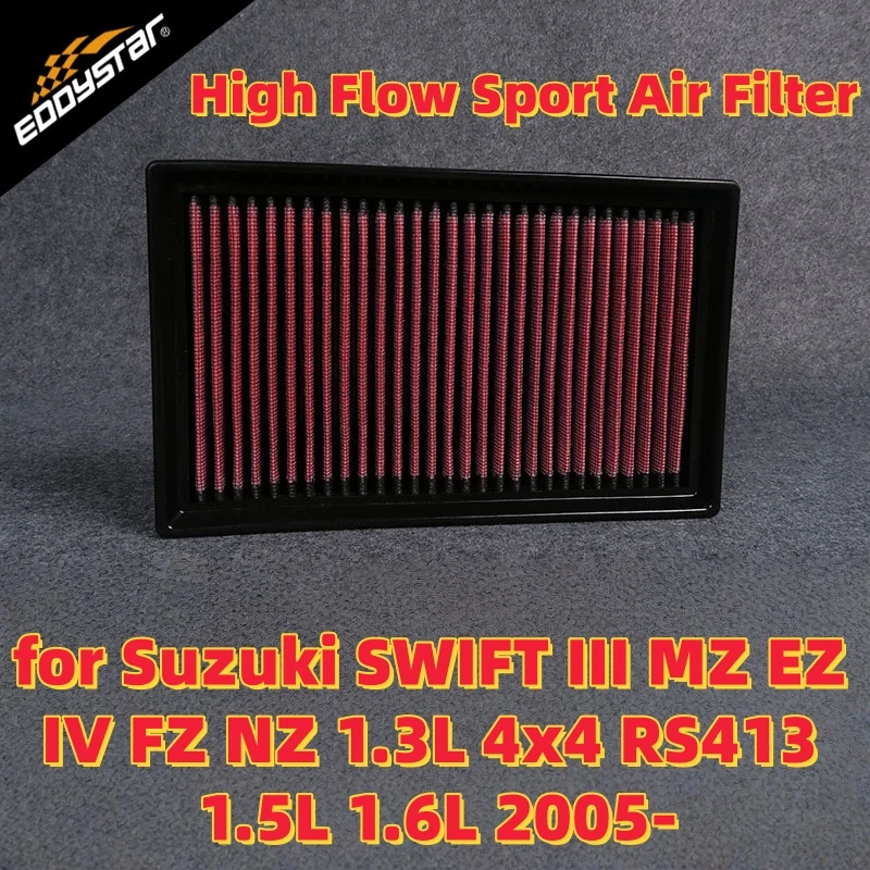 

High Flow Sport Air Filter for Suzuki SWIFT III MZ EZ IV FZ NZ 1.3L 4x4 RS413 1.5L 1.6L 2005- Washable Racing Intake Filters