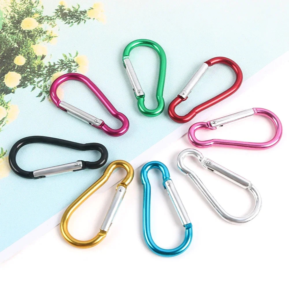 5pcs Aluminum Carabiner Key Chain Clip Camping Keyring Snap Hook Water Bottle Buckle Kit Jewelry Bag Accessories