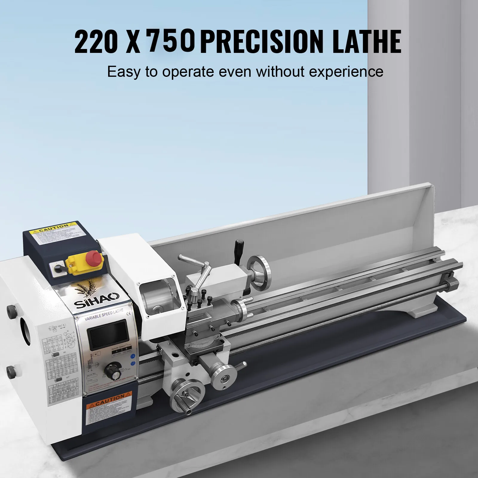 SIHAO Metaaldraaibank 220x750mm, Precisie Mini Metaaldraaibank 1500W Variabele Snelheid, Mini Draaibank Precisie Bench Top Metaalbewerking Draaibank