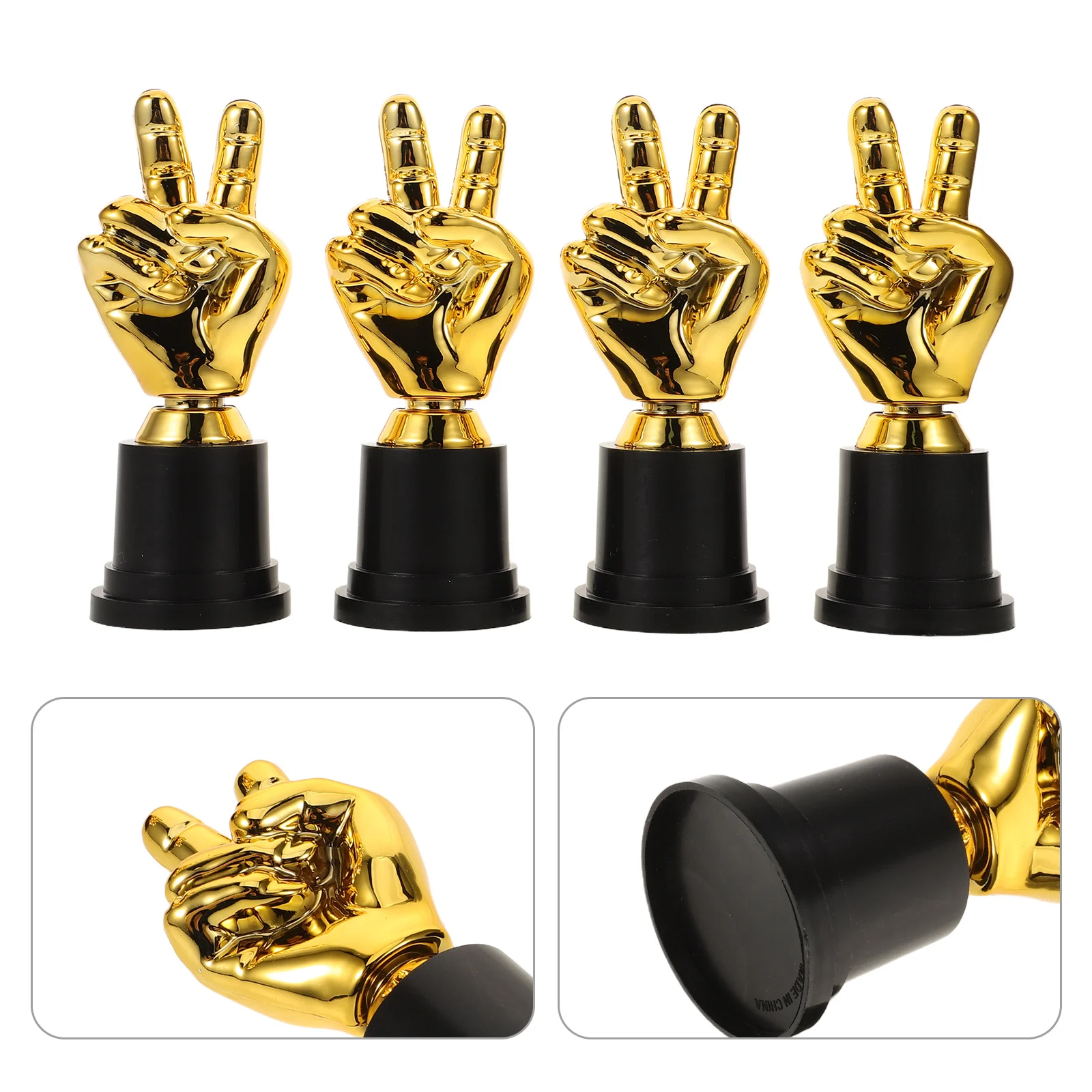 

4Pcs Sports Trophy Award Eye-Catching Finger Gesture for School Competitions Basketball Football Sports Events