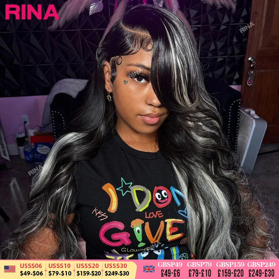 

Black With White Blonde Lace Wig 13X6 Human Hair 100% Body Wave 13x4 Lace Frontal Wig Wig Human Hair Lace Front Wig For Women