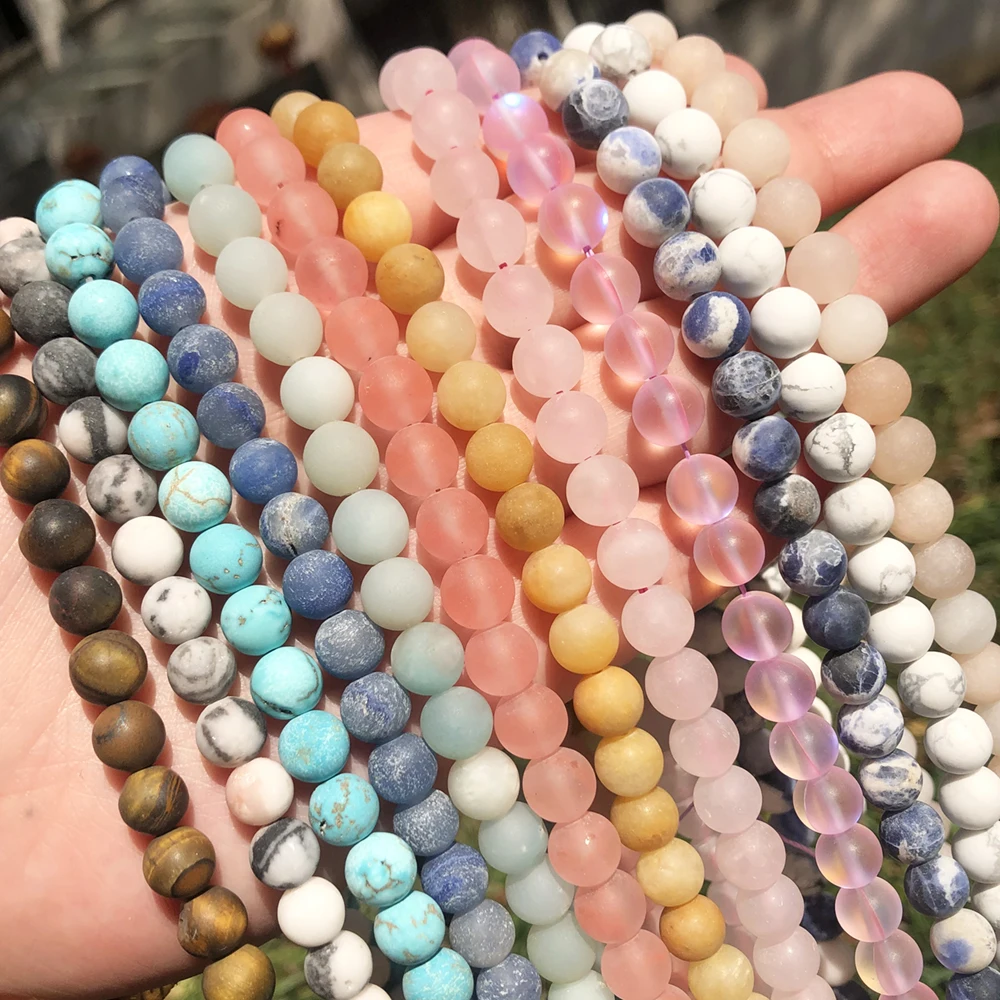 Natural Stone Matte Amazonite Round Beads for Jewelry Making