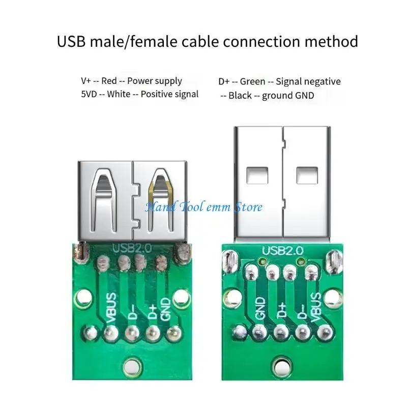 

H37F USB Terminal Block Adapter USB 2.0 Male Plug Connector Module Solderless Screw Replacement for Cable Charging Transfer