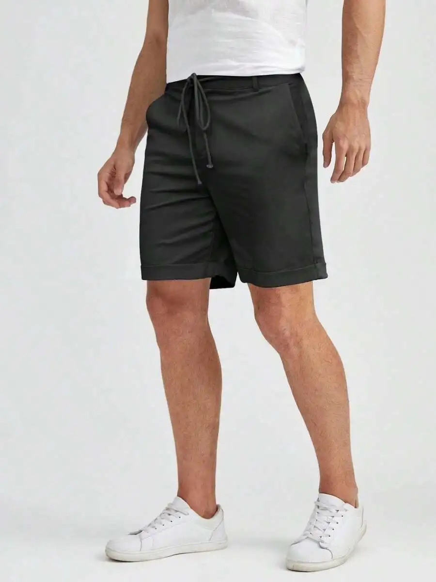 

Mens Linen Casual Shorts With Drawstring Waist Slim Fit Lightweight Summer Beach