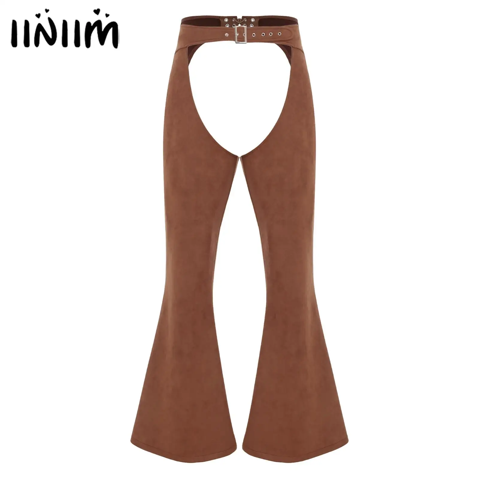 

Мужские ковбойские байкерские брюки из искусственной замши для езды на мотоцикле, винтажный костюм, брюки с регулируемой талией, широкие длинные брюки