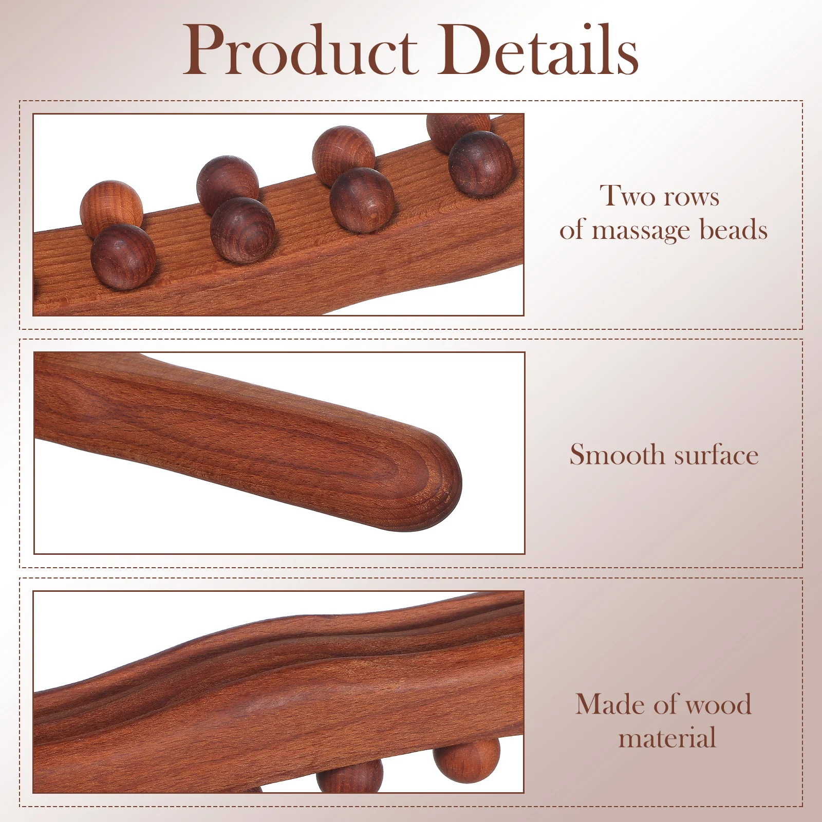 عصا تدليك خشبية، مدلك الجسم المحمول، سطح أملس، خرزة دوارة، مدلك العضلات اليدوي لتخفيف آلام الظهر والكتف والساق #4