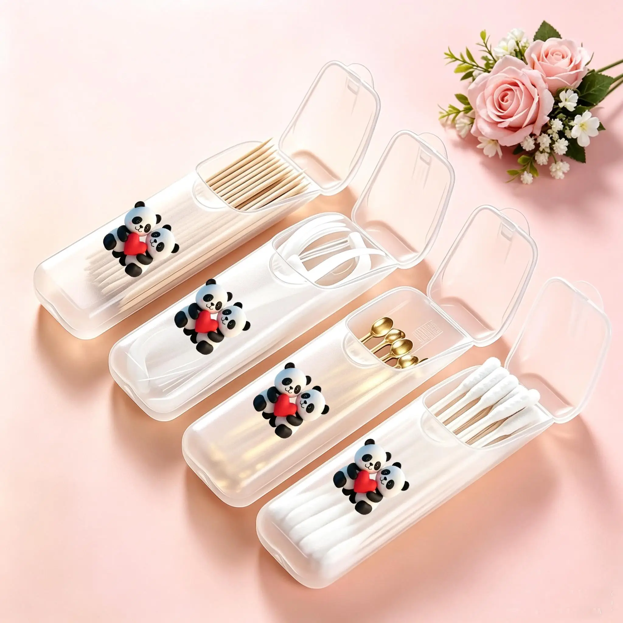 Panda Mini Storage Box, Travel Pill & Capsule Case, Food-Grade PP Container for Toothpicks, Dental Floss, Small Parts & Tiny Ite