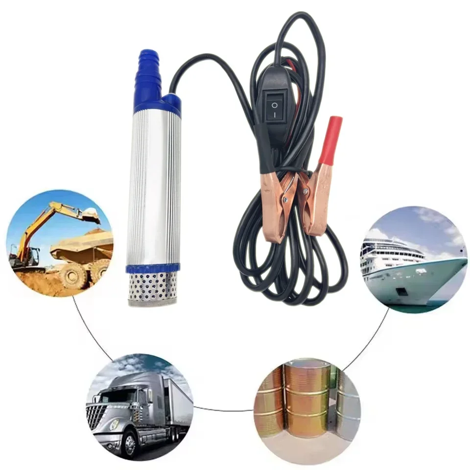 Electric Car Pump 38mm Portable Mini For Pumping Diesel Oil Water Transfer Pump Camping Fishing Submersible Pump 35L/min 12V 24V
